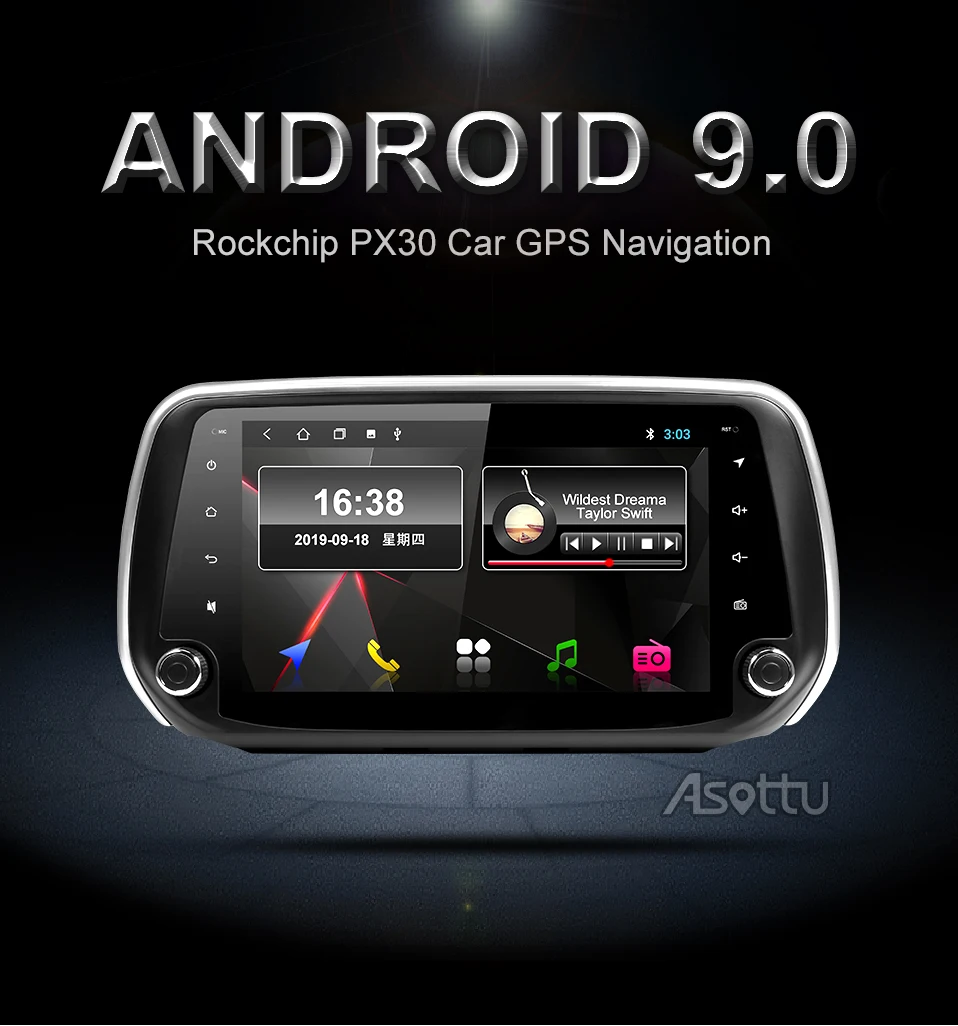 Asottu CXSDF9081 PX30 android 9,0 автомобильный dvd для hyundai Santa Fe автомобильный dvd gps навигатор raido видео плеер 1