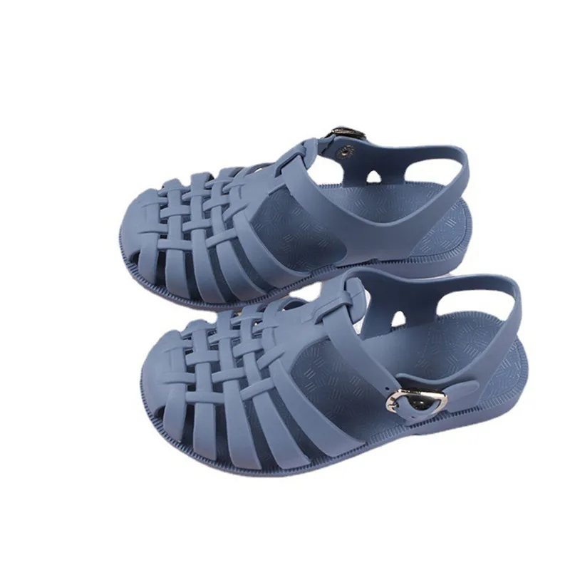 boy sandals fashion Inner Length 14.5cm-17.1cm Kids Flat Sandals Solid Color Hollow Out Walking Shoes Footwear For Girls Boys Summer Casual Shoes best children's shoes Children's Shoes