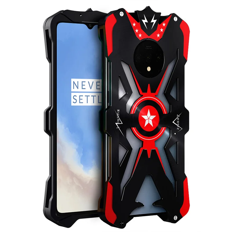 Чехол для Oneplus 7t 7 T, Защитный металлический алюминиевый защитный чехол для телефона, противоударный чехол Raytheon - Цвет: Черный