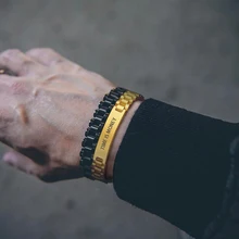 Мужской браслет из нержавеющей стали с гравировкой, персонализированные ювелирные изделия