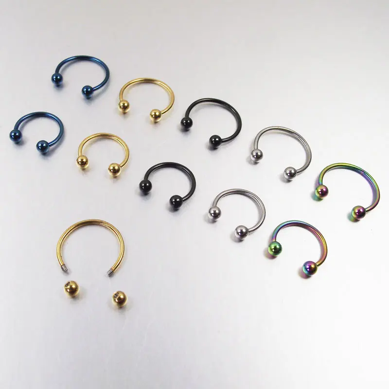 Fashion Thin Rod Stainless Steel Piercing Ornament C Round Ball Horseshoe Ring Nose Ring Universal Eyebrow Nail Lip Nail