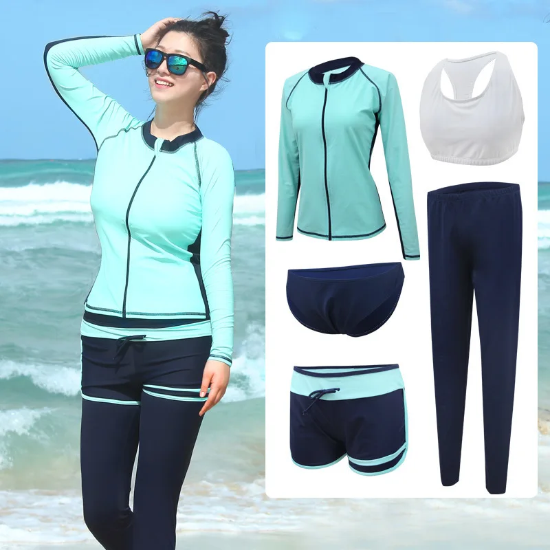 

2019 New Style Large Size Bathing Suit Split Type Fashion Sweet Romantic COUPLE'S Women's Five-Piece Men's Three-piece Set