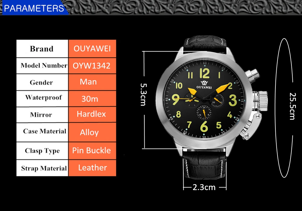 OUYAWEI Роскошные Брендовые мужские часы с большим циферблатом автоматические механические часы мужские наручные часы с кожаным ремешком повседневные часы reloj hombre