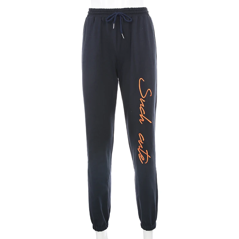 Casual Loose Joggers Sweatpants Women Letter Embroidery High Waisted Trousers Hip Hop Streetwear Workout Baggy Pants