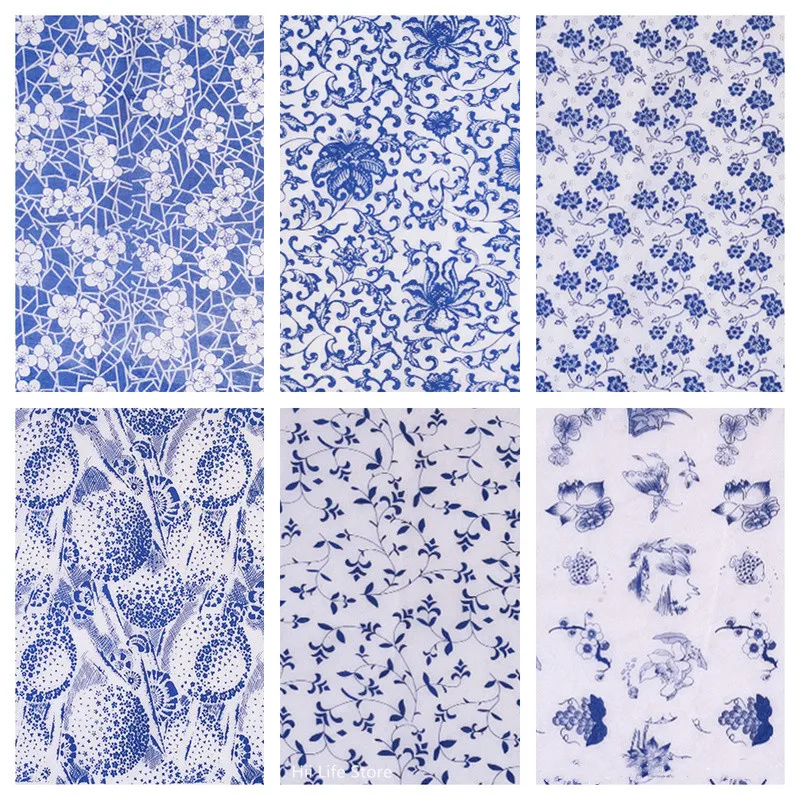 도자기 예술 점토 세라믹 Underglaze 컬러 전송 꽃 종이 Jingdezhen 파란색과 흰색 도자기 데칼 스티커 47*35cm