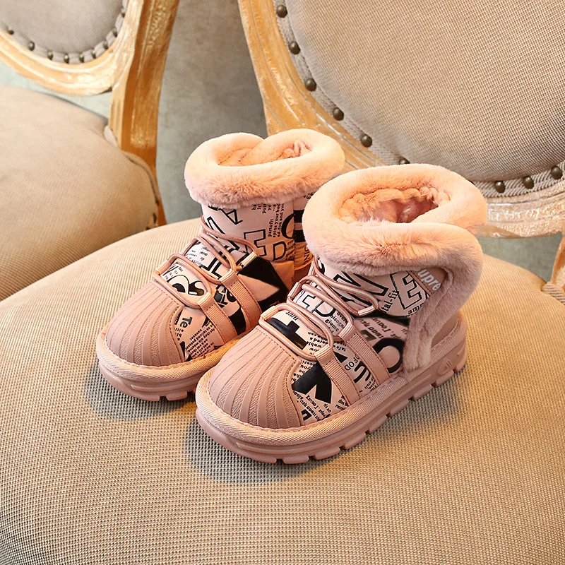 Детская обувь; зимние ботинки для девочек; бархатная утепленная детская обувь для девочек; зимние теплые ботинки для малышей; розовые ботинки для маленьких принцесс