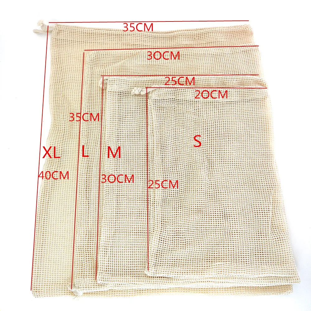 Bolsas de productos de algodón orgánico reutilizables bolsas de malla de algodón bolsa de almacenamiento para la compra Biodegradable ecológica para frutas, verduras, Juguetes