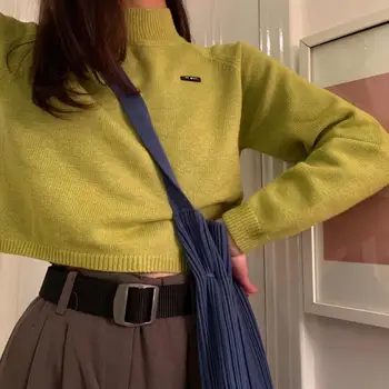 

Autumn Ladies Solid Pullovers Sweater Turtleneck Short Style Casual Sweater Tops Fashion Female Long Sleeve Korean Knit Sweater