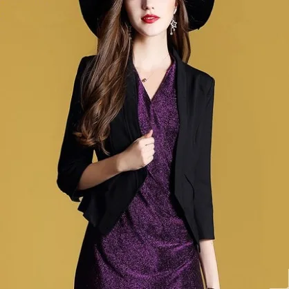 

2018 Spring And Autumn New Style Three-quarter-length Sleeve Versatile Tops Short Coat Women's Elegant White Small Suit
