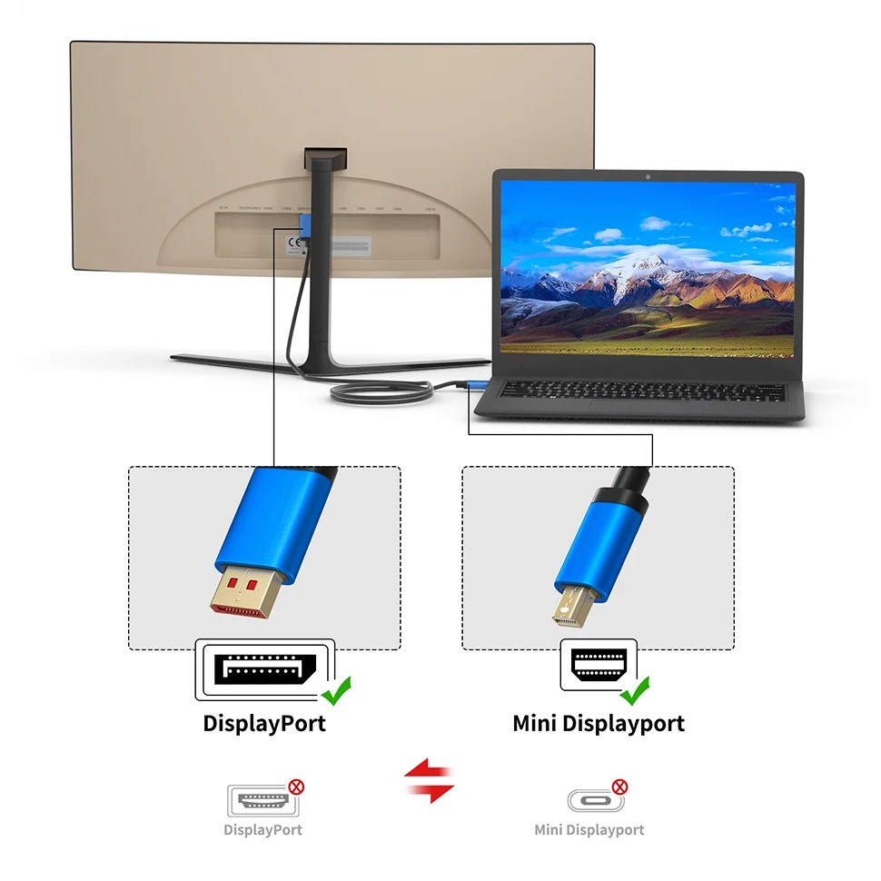 Cavo Mini DisplayPort To DisplayPort - 2m, 4K/60Hz, Per PC E Mac, Nero - Foto 7