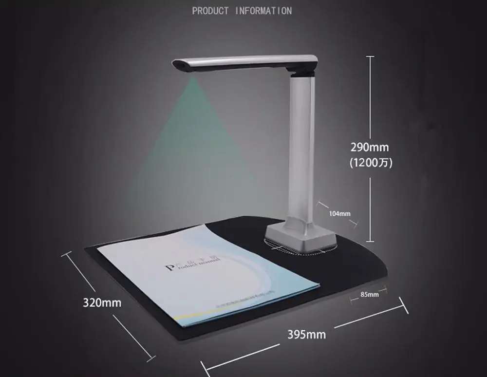 UXCELLMO Portable High-Speed A4 A5 A6 Document Photo Book ID Card 12 Mega Pixel Cam Scanner visualizer Scanning Camera OCR