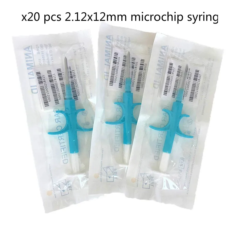 x20 new 2.12 syring ISO11784/5 FDX-B считыватель для домашних животных чип транспондер USB RFID ручной микрочип сканер для собак, кошек, лошадей - Цвет: x20 new 2.12 syring