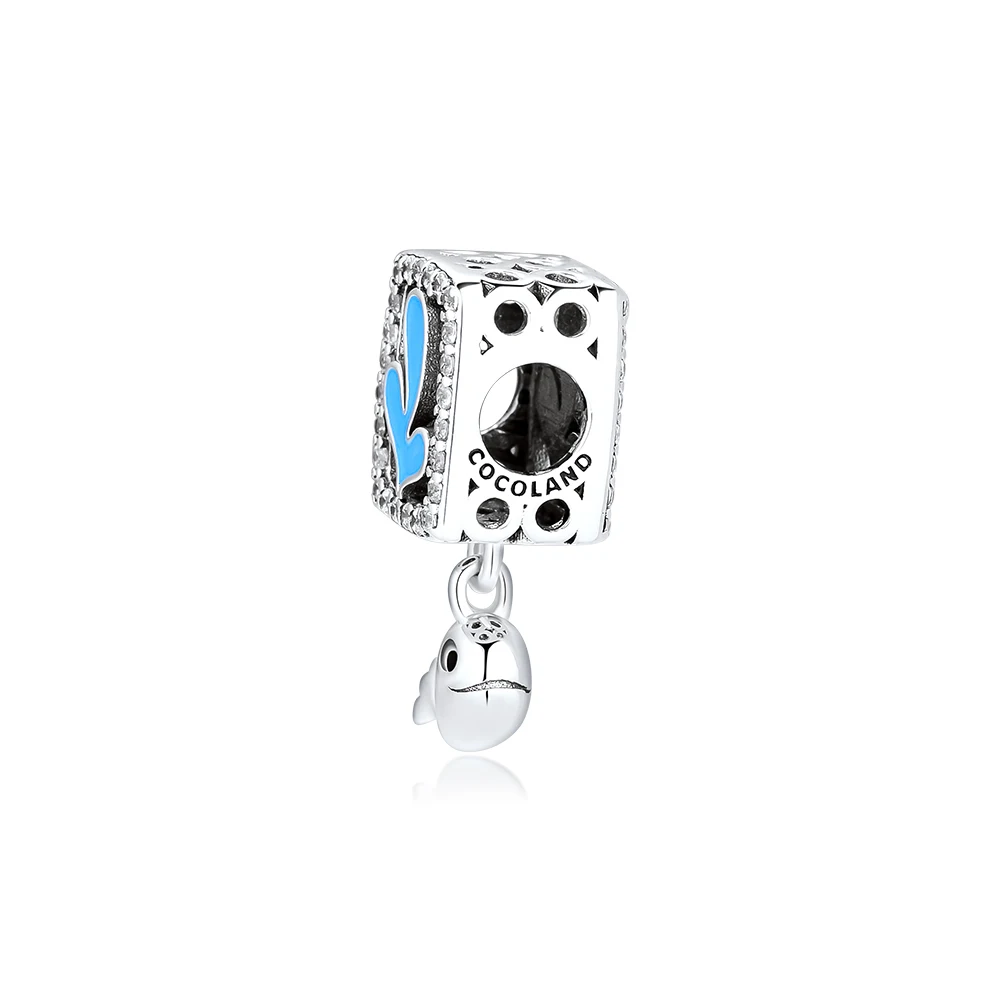 Fandola 장난기 많은 돌고래 매력, 블루 에나멜 맞는 원래 팔찌 목걸이 보석 만들기 pulsera 선물