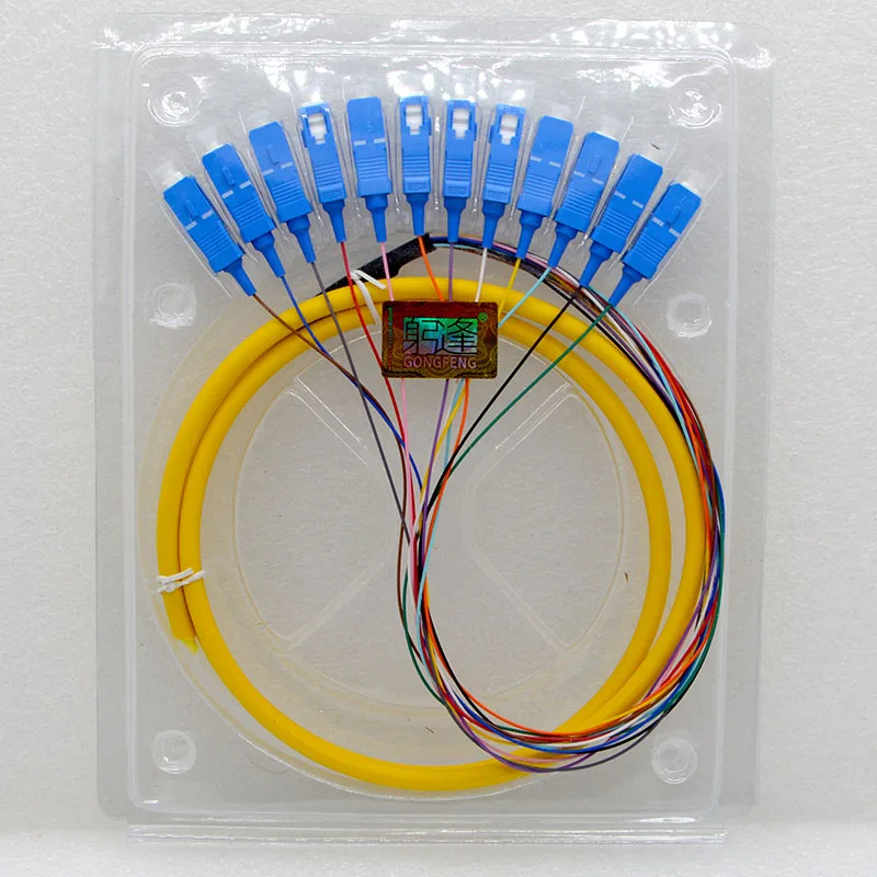 

10pcs New 12 Core Optical Fiber Pigtail, SC Square Head Telecommunication Level Single Mode Fiber Optical Skipping Wholesale