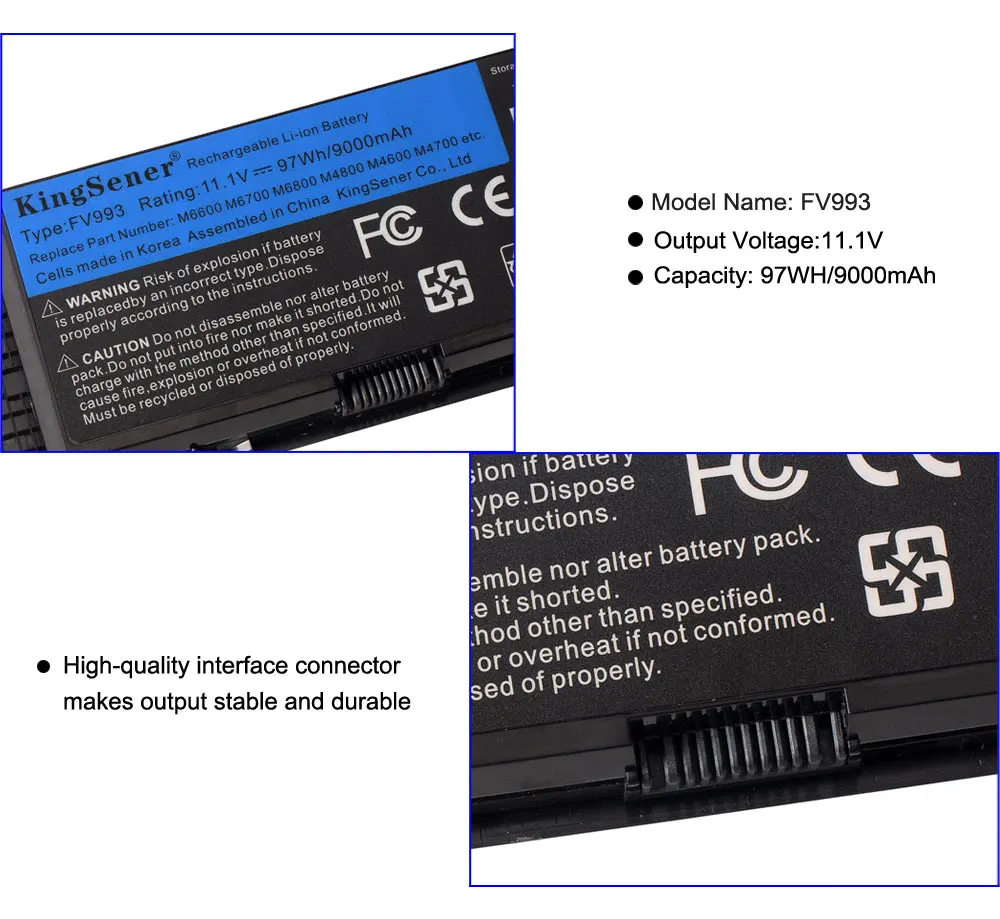 Kingsener-bateria do Portátil para Dell Dell Precisão M6600 M6700 M6800 M4800 M4600 M4700 Fj4w Pg6rc R7pnd 9000mah 11.1v 97wh - Imagem 2
