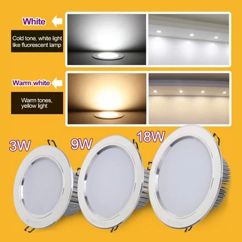 

Ultra thin led Ceiling light lamp 3W/9W/18W led ceiling recessed grid Indoor slim round panel light free shipping