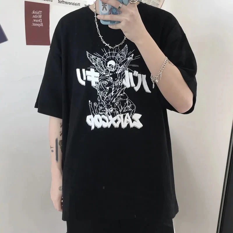 harajuku vintage gothic graphic punk clothes clothing shirt Women's t-shirts cotton Black Oversize dropshipping Hip Hop Tops