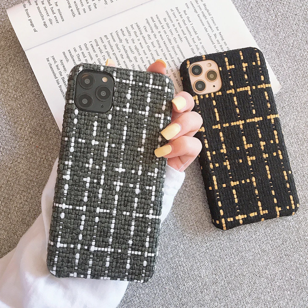 Модный клетчатый Плетеный чехол для телефона для iphone 11pro max x xr xs max чехол для iphone 6 6s 7P 8 plus задняя крышка