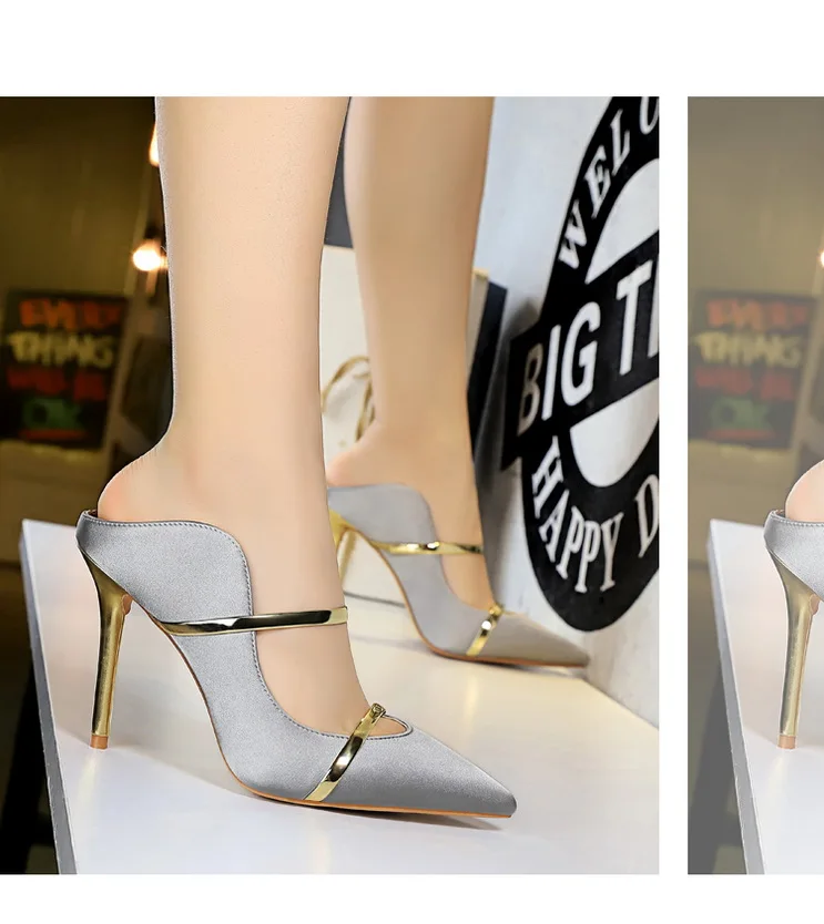 Г. Новые модные летние босоножки женские босоножки на высоком каблуке с блестками пикантные женские туфли с острым носком