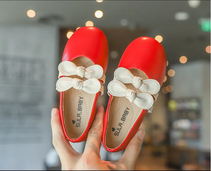 Детская обувь для девочек; детская блестящая танцевальная обувь для маленьких девочек с бантом; Свадебная детская обувь на плоской подошве