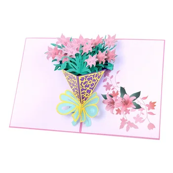 

10pcs 15*20cm 3D laser cut pop up narcissus daffodil daffodilly Teachers' Day Mother's Day gift card greeting cards