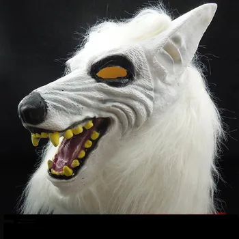 

Halloween adult horror latex animal headgear devil child vibrato white full set head wolf head animal mask