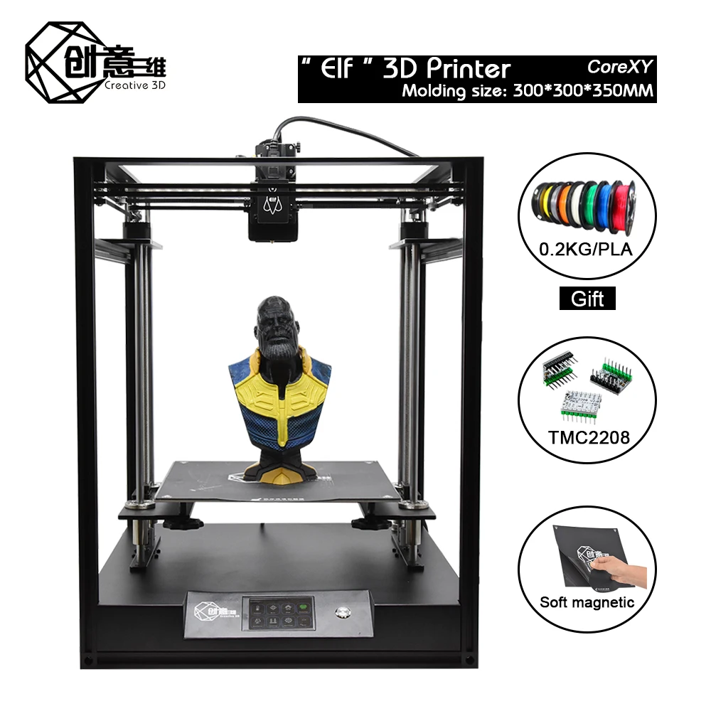 

Creative3D CoreXY Elf Double z axis 3D Printer, High Precision Aluminum Profile Frame Large Area Remotely