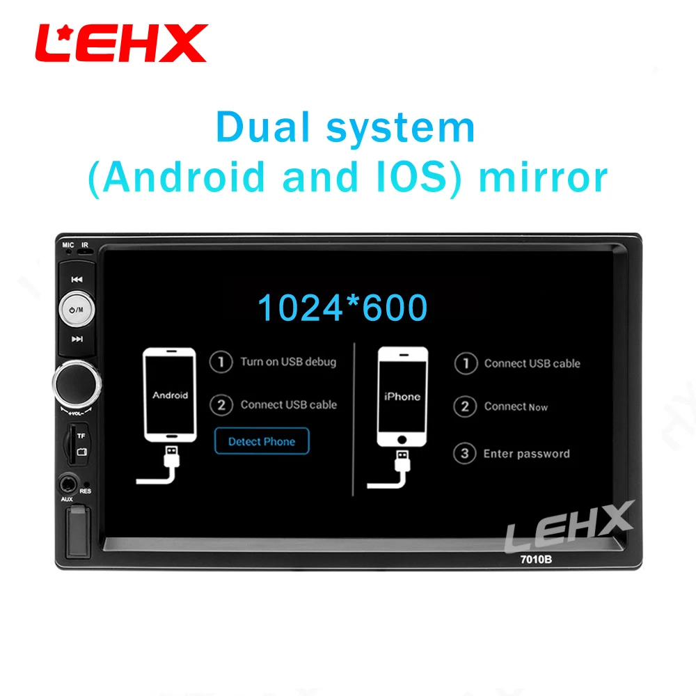 Автомобильный мультимедийный видеоплеер 2 Din с телефоном Android и iphone mirror link carplay для