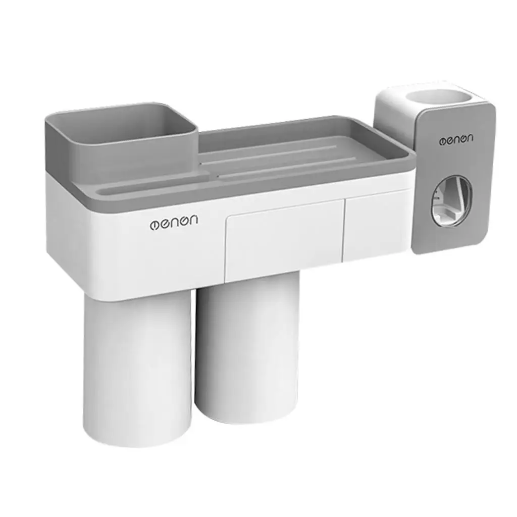 Toothbrush Holder Automatic Toothpaste Dispenser with Cup Wall Mounted Bathroom