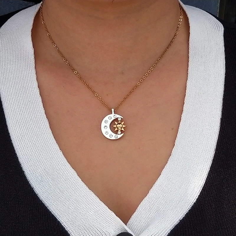 Hzew-collares de luna de color dorado Celestial para hombre y mujer, nuevo par de collares de luna de color plateado, mejores amigos, regalo para amigos, unisex