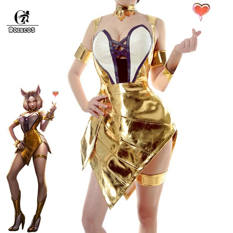 

ROLECOS KDA LOL Prestige Edition Ahri Cosplay Costume Women Halloween Sexy Costume Women Party Dress KDA LOL