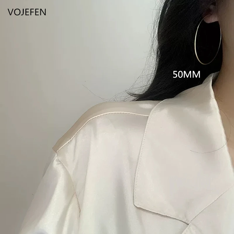 VOJEFEN-Fine-18K-Yellow-Gold-Earrings-Hypoallergenic-High-Polished-Dangle-Drop-Minimalist-AU750-Circle-Earrings-for