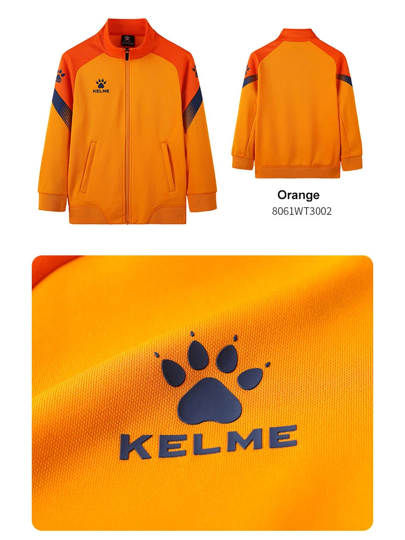 KELME Children's Knit Training Jacket Casual Stand-up Collar Shirt Football Sports Cardigan Jacket Autumn 8061WT3002