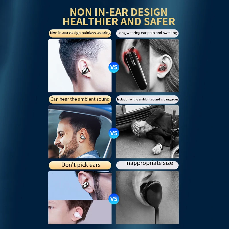 Костной проводимости Беспроводной наушники Bluetooth вкладыши Tws с проводные