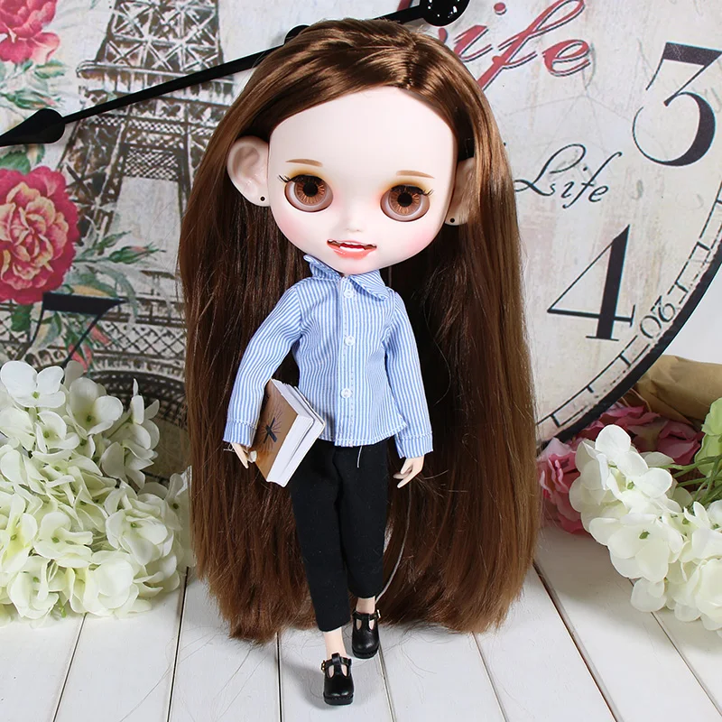 ICY factory шарнирная кукла blyth toy коричневые волосы улыбающееся лицо матовое лицо пользовательская кукла с одеждой обувь уши 30 см