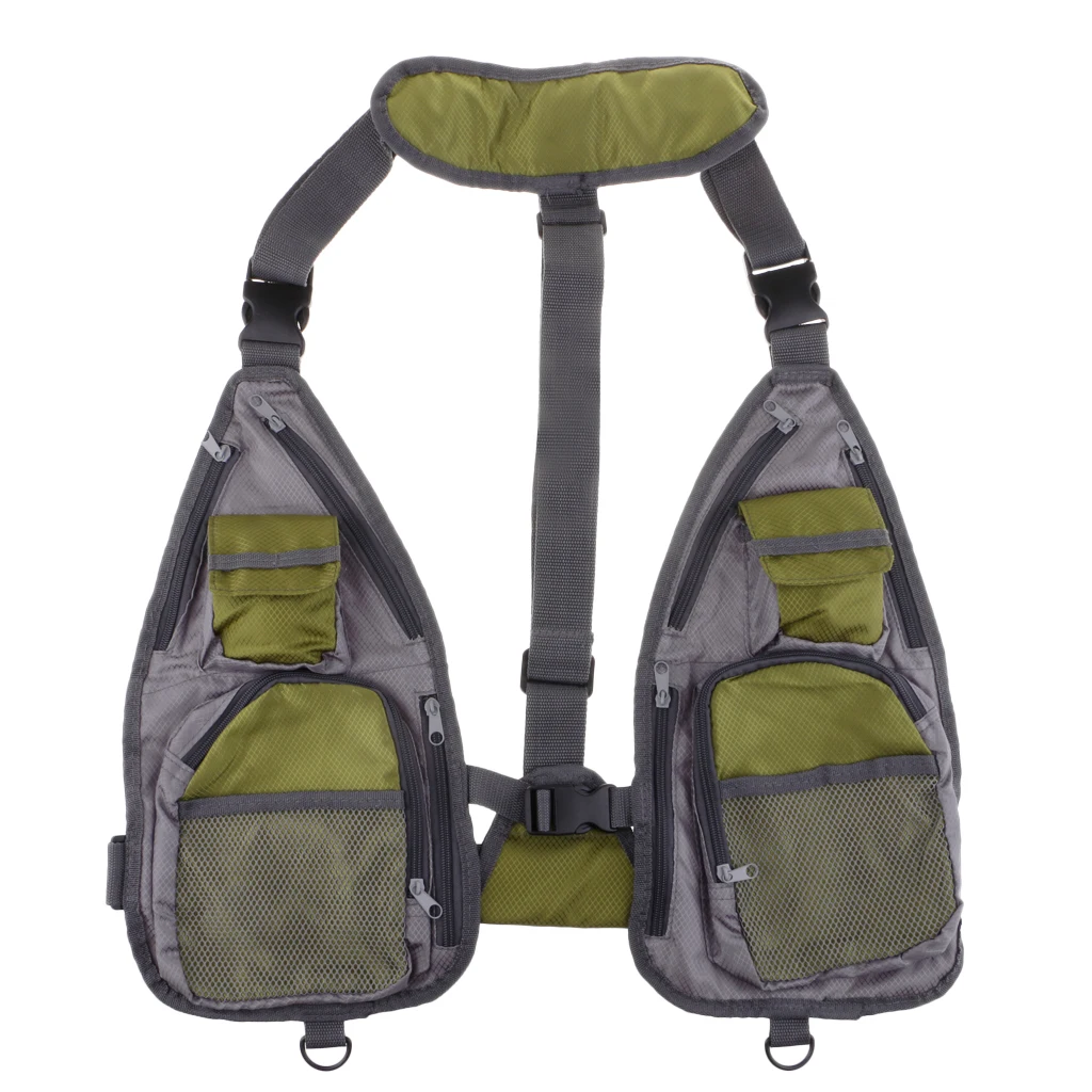 Multi-pocket Fly Fishing Vest Adjustable Chest Mesh Bag Pack Vest Outdoors