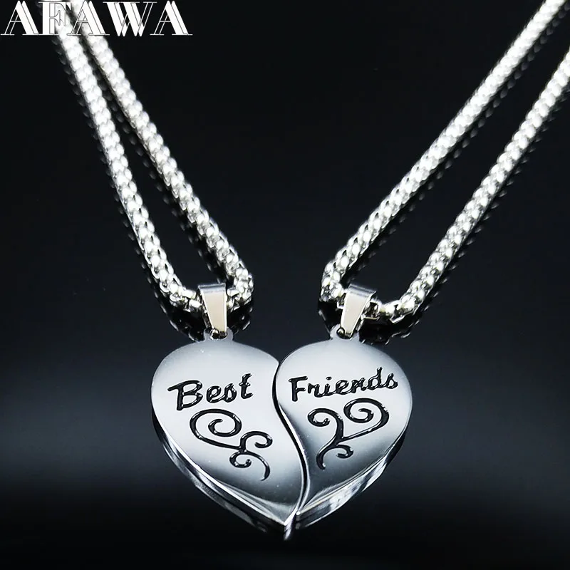 2021 модная пара ожерелья из нержавеющей стали BFF для женщин Серебряный цвет лучший
