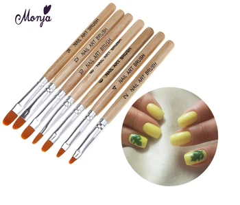 

Monja 7 Pcs Nail Art Round Acrylic Poly UV Gel Extension Builder Coating Builder Flower Painting Drawing Manicure Brush Tools