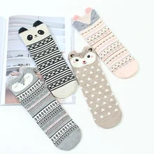 Новые модные милые женские носки с животными из мультфильмов повседневные теплые мягкие носки для девочек зимние носки