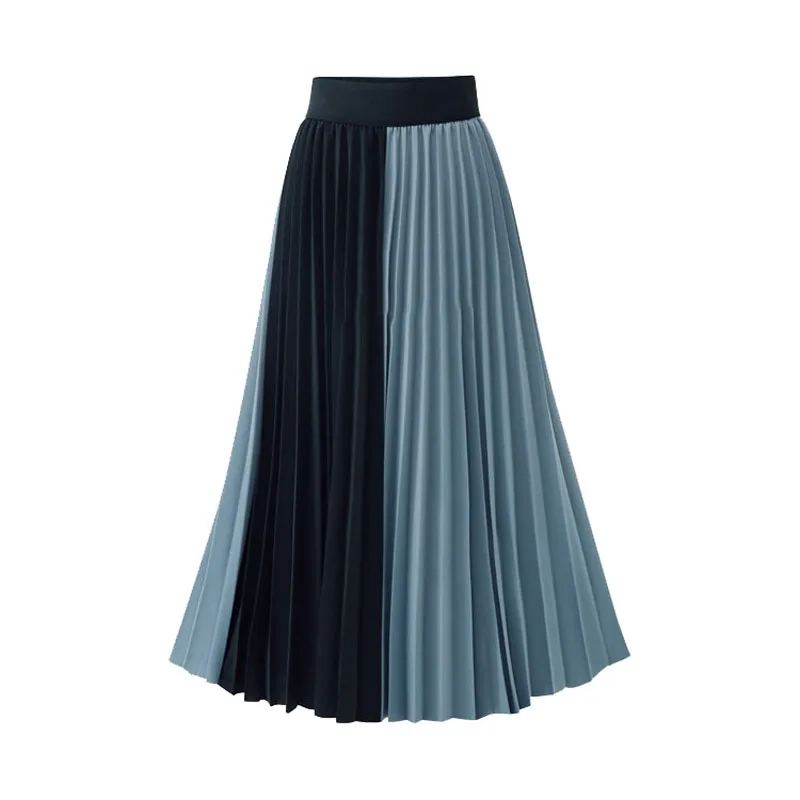 

Women's Stitching Pleated Skirt Europe and America Pleated Skirt Fashion Commuter Female Skirt woman High waist skirt GD063