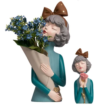

Creative flower girl ornaments gift girls living room TV cabinet flower arrangement dry flower home decoration crafts home decor