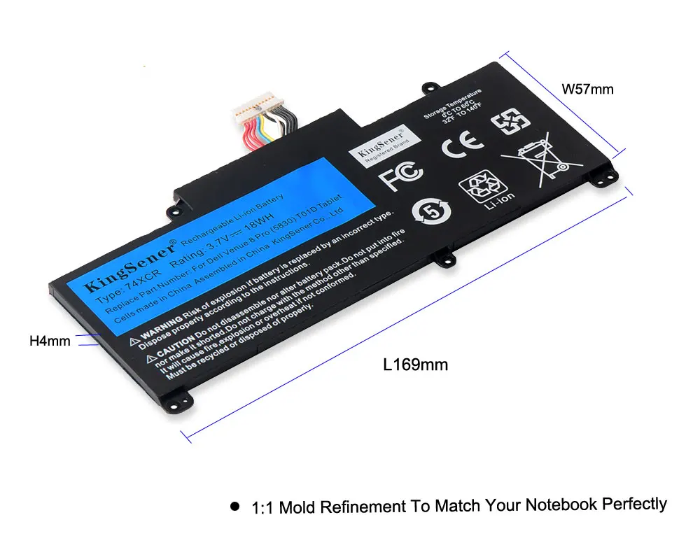 Kingsener-bateria do Portátil para Dell Venue Pro 74xcr 074xcr 5830 T01d Vxgp6 X1m2y Tablet Series 3.7v 18wh - Imagem 4