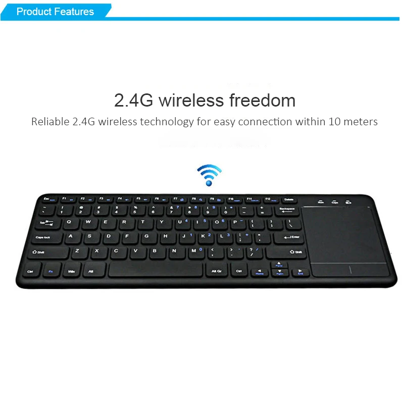 CHYI Сенсорная панель Беспроводная Клавиатура 2,4 GHz QWERTY тонкая 78 клавишная компьютерная клавиатура с функцией мыши для ноутбука