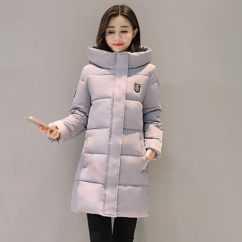 Зимние женские куртки, зимние длинные теплые толстые хлопковые стеганые пуховые парки с капюшоном, женская верхняя зимняя одежда, пальто - Цвет: Серый