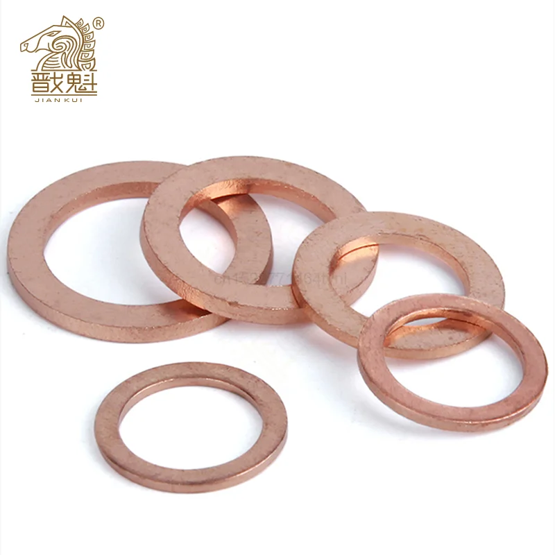 10-50pcs M5 M6 M8 M10 M12 M14 M16 M18 M20 M22 Solid Copper Washer Shim Flat Ring Gasket Rings Seal Plain Spacer Washers Fastener