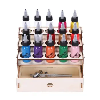 

Wooden Paint Tool Storage Rack with Cabinet Pigment Ink Bottle Organizer Holder