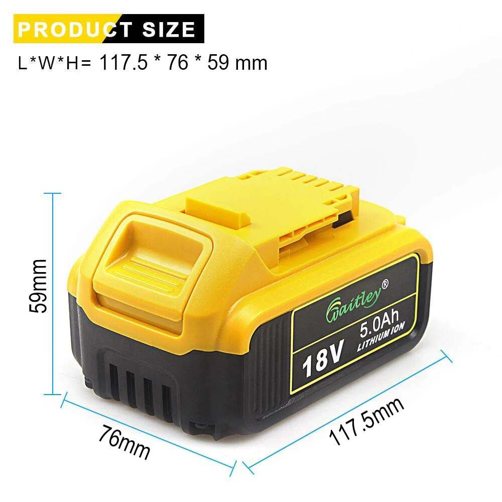 Waitley 18 V 5.0Ah MAX XR батарея Электроинструмент Замена для DeWalt DCB184 DCB181 DCB182 DCB200 20V 5A вольт