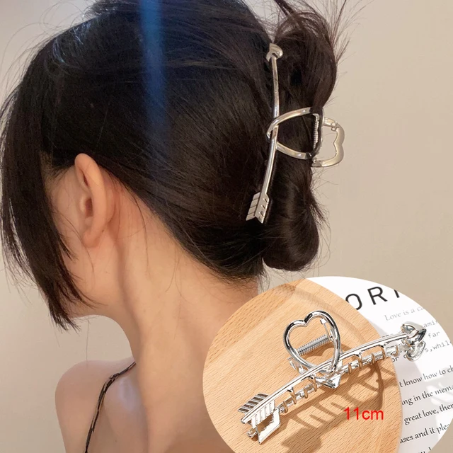 AWAYTR Rhinestone Metal Hair Claw Crab Clip For Women Girls Shiny Barrette Hairpin Crystal Pearl Hair Accessories Jewelry Gift CB0742H 11cm