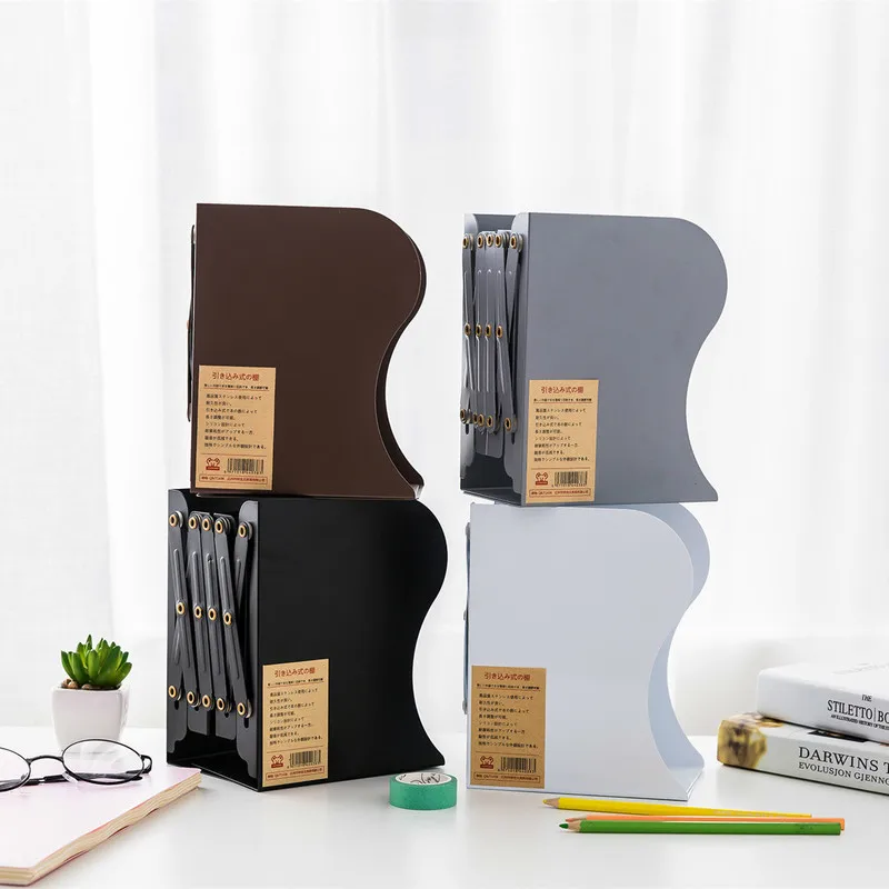 

Creative Telescopic Folding Book Desktop Storage Rack Office Student Desk Desktop Finishing Metal Bookshelf Storage Stationery