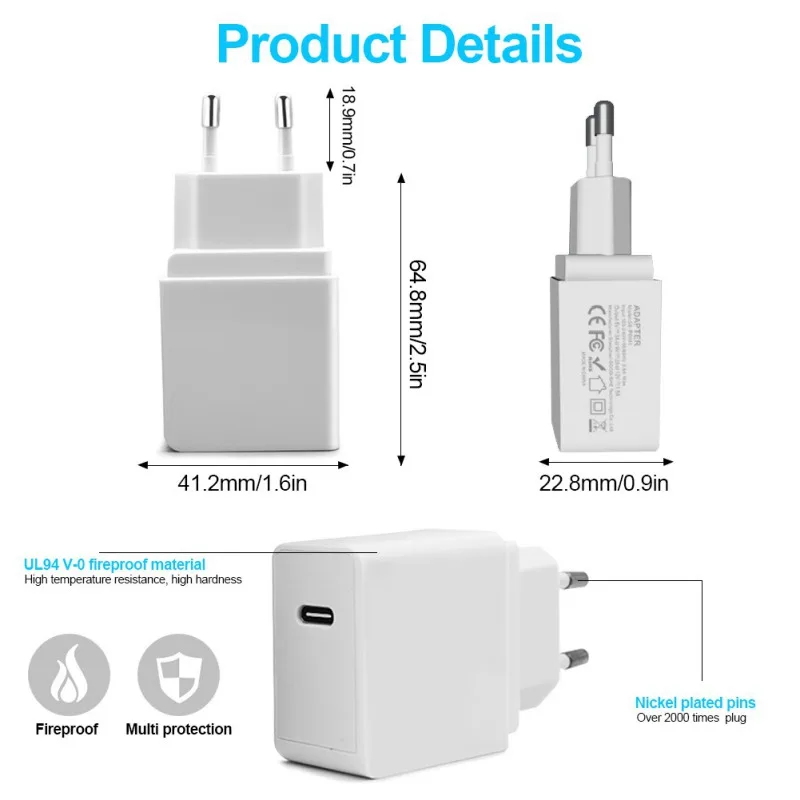 18 Вт USB-C PD 3,0 зарядное устройство для путешествий настенное зарядное устройство для Google Pixel samsung LG huawei Xiaomi US EU Plug